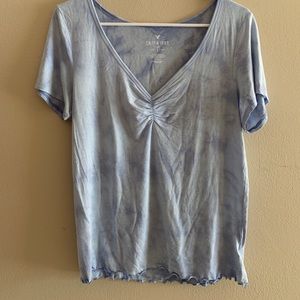 american eagle blue tye dye ruffle top